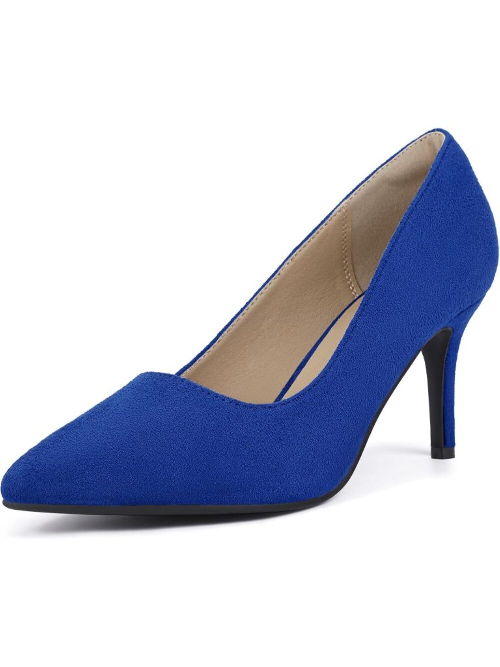 Womens Royal Blue Manmade Material High Closed Toe Heels Pointed Stiletto Pumps